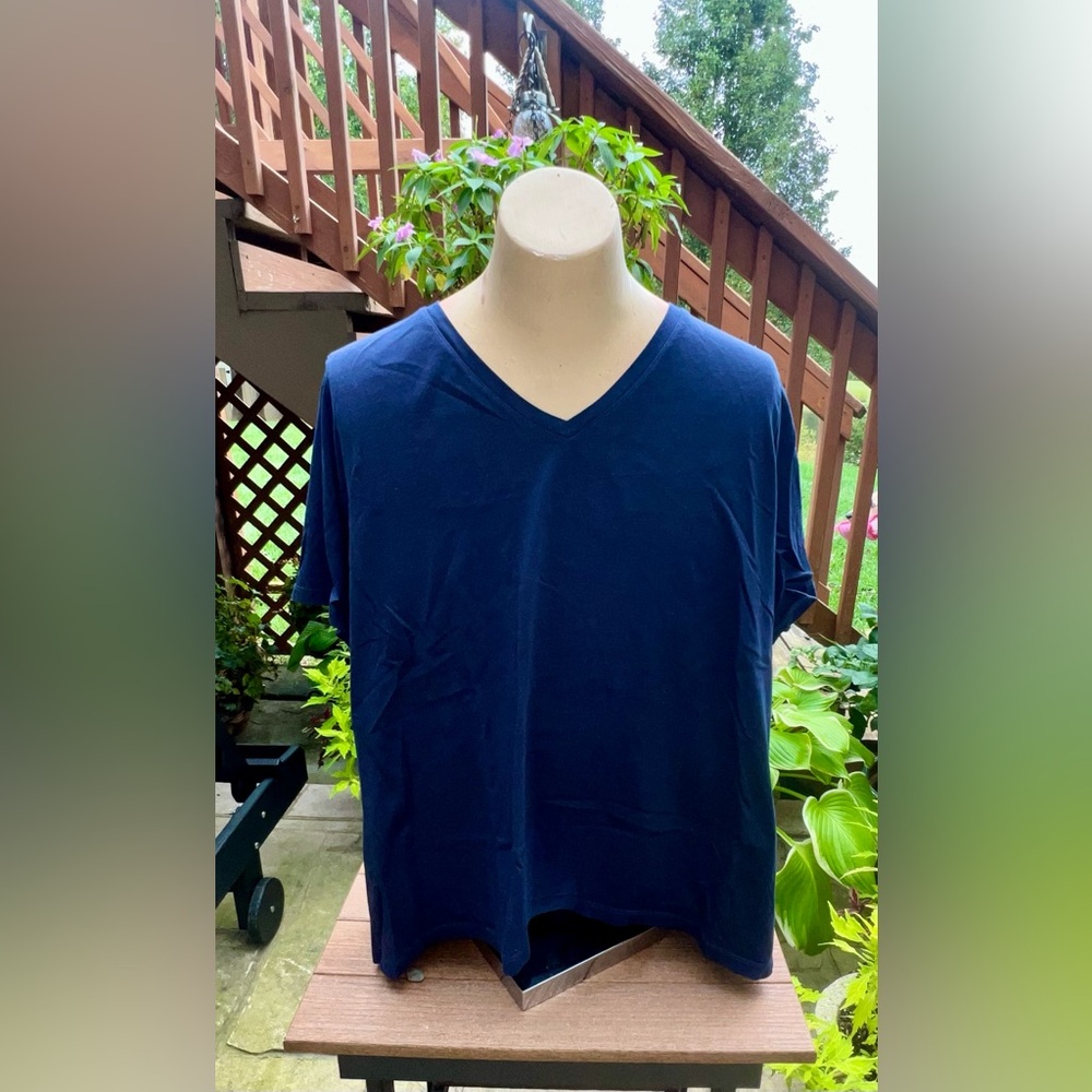 Lands' End Women's Deep Blue V-Neck T Shirt